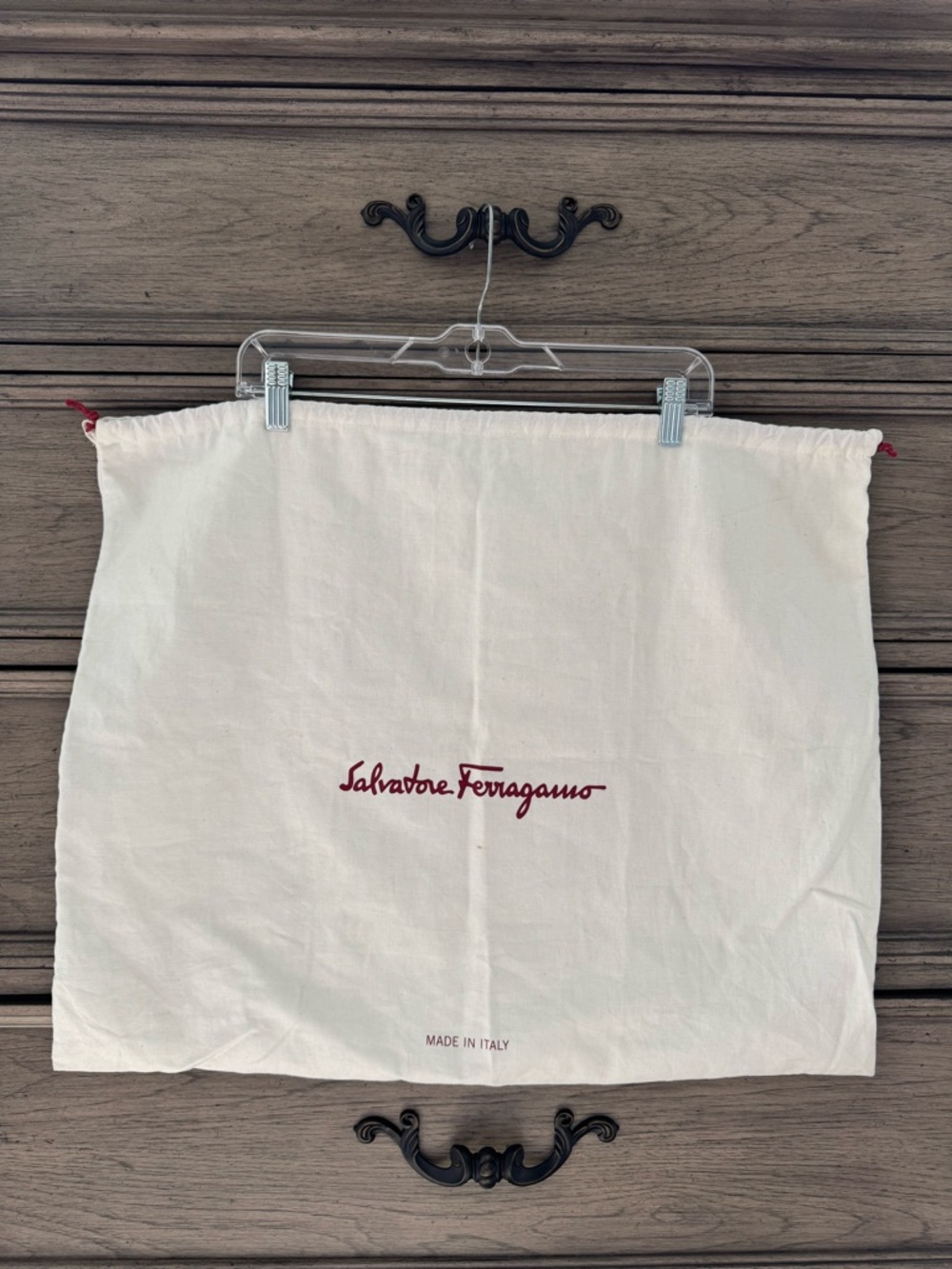 Salvatore Ferragamo Cream Dust Bag Luxury Dusty 100% Cotton Made in Italy Logo